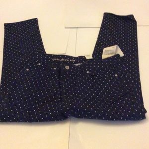 NWT Talbots Navy Polka Dot Jeans Slim Crop